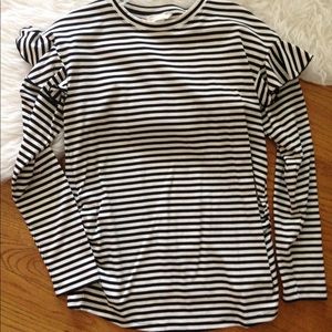 Striped Ruffled Maternity Top